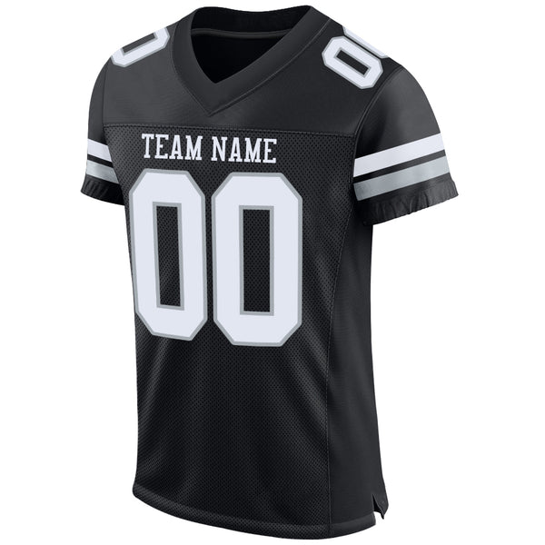 Custom Silver Black-White Mesh Drift Fashion Football Jersey – FiitgCustom