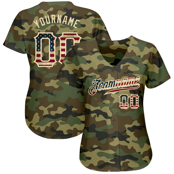 Cheap Custom Camo Vintage USA Flag-City Cream Authentic Salute To Service  Baseball Jersey Free Shipping – CustomJerseysPro