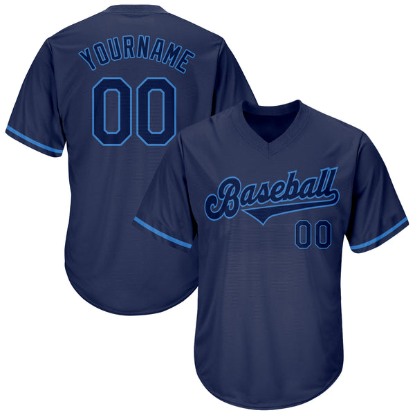 Custom Team Powder Blue Baseball Authentic Navy Throwback Jersey