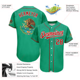 Custom Kelly Green Red-White 3D Mexico Authentic Baseball Jersey