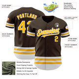 Custom Brown Gold-White Line Authentic Baseball Jersey