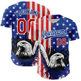 Custom White Red-Royal 3D American Flag Eagle And Star Authentic Baseball Jersey