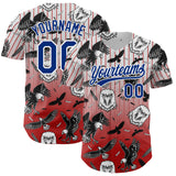 Custom Red Royal-White 3D Pattern Design American Eagle Authentic Baseball Jersey