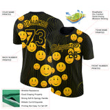 Custom Black Gold 3D Pattern Design Smile Emoji Performance T-Shirt