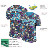 Custom Panther Blue Purple-White 3D Pattern Design Flower With Butterfly Performance T-Shirt