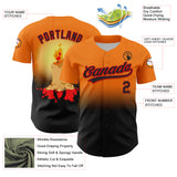 Custom Bay Orange Black-Fire Red 3D Halloween Authentic Baseball Jersey