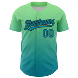 Custom Pea Green Teal-Black 3D Halloween Authentic Baseball Jersey