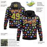 Custom Stitched Black Neon Green-Hot Pink 3D Halloween Sports Pullover Sweatshirt Hoodie