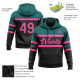 Custom Stitched Black Pink-Teal Line Sports Pullover Sweatshirt Hoodie