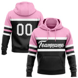 Custom Stitched Black White-Light Pink Line Sports Pullover Sweatshirt Hoodie