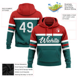 Custom Stitched Teal White-Red Line Sports Pullover Sweatshirt Hoodie