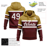 Custom Stitched Burgundy White-Old Gold Line Sports Pullover Sweatshirt Hoodie