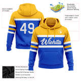 Custom Stitched Thunder Blue White-Gold Line Sports Pullover Sweatshirt Hoodie