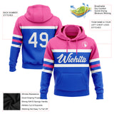 Custom Stitched Thunder Blue White-Pink Line Sports Pullover Sweatshirt Hoodie