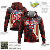 Custom Stitched Red White 3D American Flag And Largemouth Bass Fish Fishing Sports Pullover Sweatshirt Hoodie