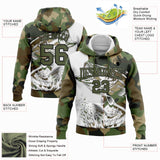 Custom Stitched Camo Olive-Black 3D Largemouth Bass Fish Fishing Sports Pullover Sweatshirt Hoodie