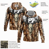 Custom Stitched Camo White-Black 3D Gun Hunter Deer Hunting Sports Pullover Sweatshirt Hoodie