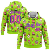 Custom Stitched Neon Green Pink-Thunder Blue Funny Christmas 3D Sports Pullover Sweatshirt Hoodie