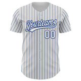 Custom White Royal Pinstripe Royal 3D Love Heart Valentine's Day Authentic Baseball Jersey