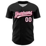 Custom Black White-Neon Pink 3D Love Heart Valentine's Day Authentic Baseball Jersey