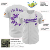 Custom White Purple 3D Pancreatic Cancer Ribbon Authentic Baseball Jersey