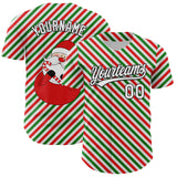 Custom White Black Red-Kelly Green 3D Funny Christmas Authentic Baseball Jersey