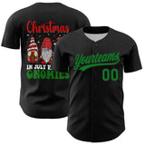 Custom Black Grass Green-Red 3D Funny Christmas Authentic Baseball Jersey