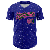 Custom Royal Green-Pink 3D Funny Christmas Authentic Baseball Jersey