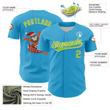 Custom Sky Blue Neon Green-White 3D Funny Christmas Authentic Baseball Jersey