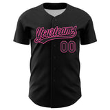 Custom Black Pink 3D Love Heart Valentine's Day Authentic Baseball Jersey