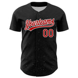 Custom Black Red-White 3D Love Heart Valentine's Day Authentic Baseball Jersey