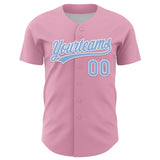 Custom Light Pink Light Blue-White 3D Love Heart Valentine's Day Authentic Baseball Jersey