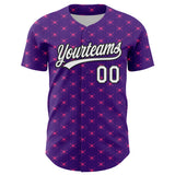 Custom Purple White-Black 3D Love Heart Valentine's Day Authentic Baseball Jersey