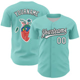 Custom Ice Blue White-Black 3D Love Heart Valentine's Day Authentic Baseball Jersey