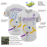 Custom White Purple Thunder Blue-Yellow 3D Bladder Cancer Ribbon Authentic Baseball Jersey