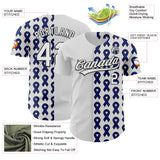 Custom White Black-Navy 3D Colorectal Cancer Ribbon Authentic Baseball Jersey