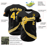 Custom Black Yellow-White 3D Childhood Cancer Gold Ribbon Authentic Baseball Jersey