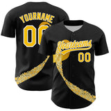 Custom Black Yellow-White 3D Childhood Cancer Gold Ribbon Authentic Baseball Jersey