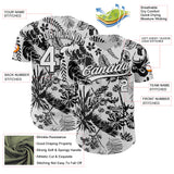 Custom White Black 3D Tropical Hawaii Jungle Plant Authentic Baseball Jersey