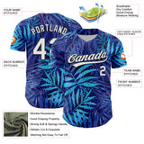 Custom Purple White-Black 3D Tropical Hawaii Leaves Authentic Baseball Jersey