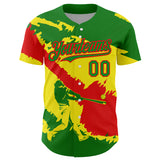 Custom Grass Green Fire Red-Light Yellow 3D Bolivia Bolivian Flag Authentic Baseball Jersey