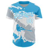 Custom Sky Blue White-Silver 3D Guatemala Guatemalan Flag Authentic Baseball Jersey