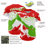 Custom Fire Red White-Aurora Green 3D Peru Peruvian Flag Authentic Baseball Jersey