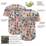 Custom Medium Pink White-Black 3D Hawaii Beach Tropical Palm Tree Surfing Authentic Baseball Jersey