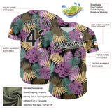 Custom Black White 3D Hawaii Tropical Palm Leaves Authentic Baseball Jersey