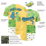 Custom Green Sky Blue Light Yellow-Black 3D St. Patrick's Day Shamrock Beer Authentic Baseball Jersey