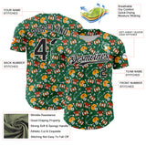 Custom Kelly Green Black-White Comic Doodle Ballgame 3D Pattern Design Authentic Baseball Jersey