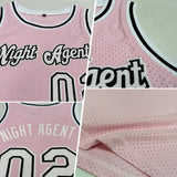 Custom Light Pink White-Black Authentic Throwback Basketball Jersey