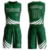 Custom Green White Wind Shapes Round Neck Sublimation Basketball Suit Jersey