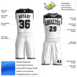 Custom White Black Color Block Round Neck Sublimation Basketball Suit Jersey